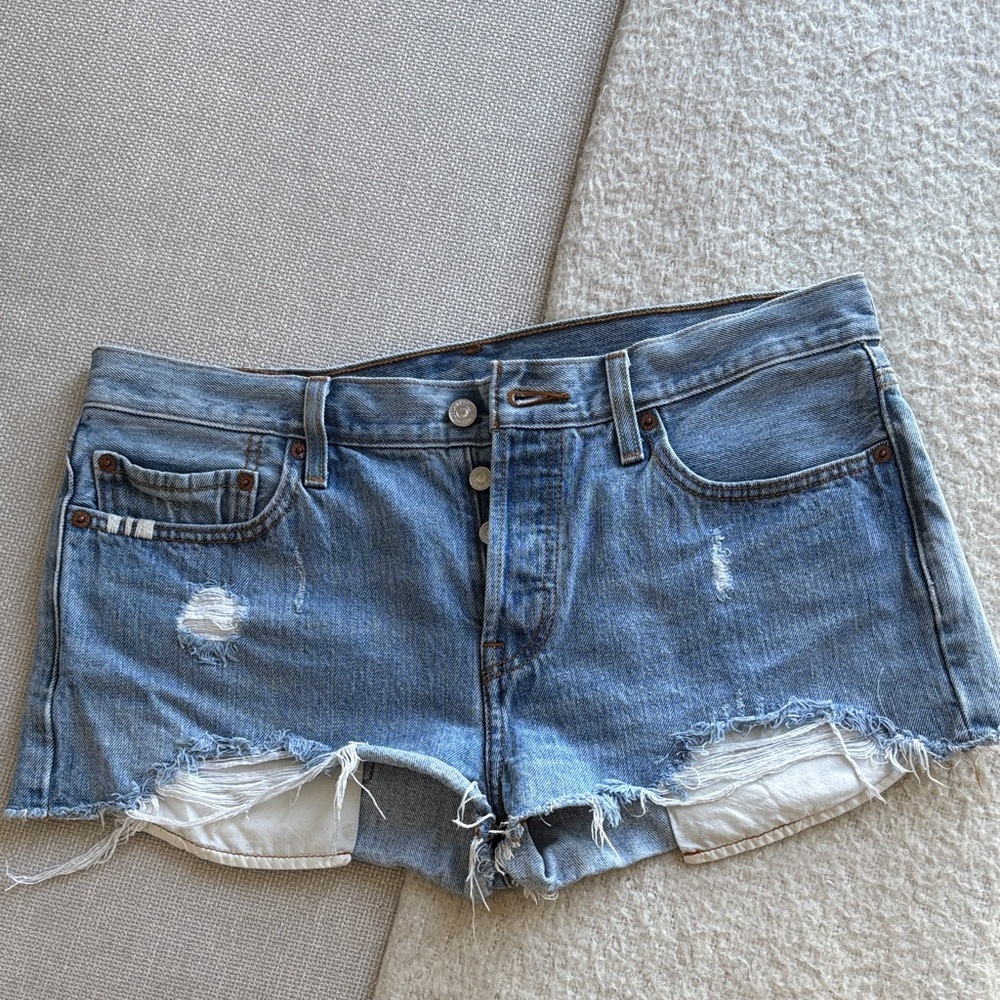 Casual Blue Distressed Jean Shorts